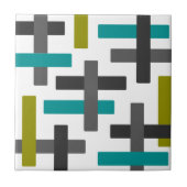 Retro Blue, groen, grijs Abstract Tegeltje (Voorkant)