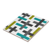 Retro Blue, groen, grijs Abstract Tegeltje (Zijkant)