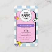 Retro Blue Groovy Logo Social Media QR Code Visitekaartje (Achterkant)
