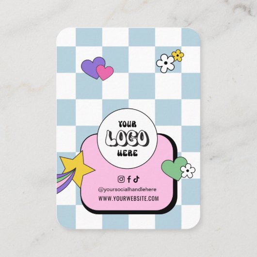 Retro Blue Groovy Oorbellen Sieraden Display Kaart Visitekaartje (Achterkant)