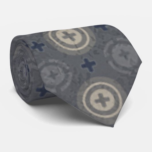 Retro Blue Grunge Polka Dot Design Stropdas (Opgerold)