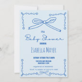 Retro Blue Hand getrokken boog Baby shower uitnodi Kaart (Voorkant)