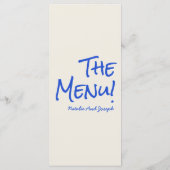 Retro Blue Hand Written Drawn Wine Wedding Menu  (Achterkant)