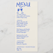 Retro Blue Hand Written Drawn Wine Wedding Menu  (Voorkant)