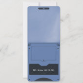 Retro Blue Handheld Gaming Birthday Invitation Kaart (Achterkant)