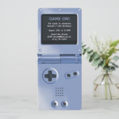Retro Blue Handheld Gaming Birthday Invitation Kaart (Staand voorkant)