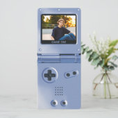 Retro Blue Handheld Gaming II Birthday Invitation Kaart (Staand voorkant)