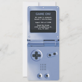 Retro Blue Handheld Gaming Verjaardagsuitnodiging Kaart