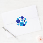 Retro Blue Hanukkah Stippen Ronde Sticker (Envelop)