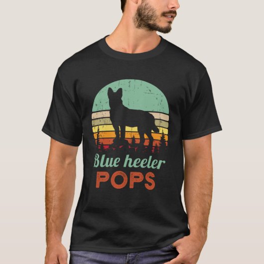 Retro Blue Heeler Pops 70s Father Australian Cattl T-shirt (Voorkant)