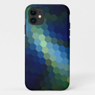 retro blue hexagon naadloze abstracte kunst iPhone 11 hoesje