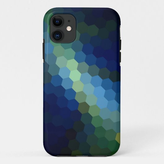 retro blue hexagon naadloze abstracte kunst Case-Mate iPhone case (Achterkant)