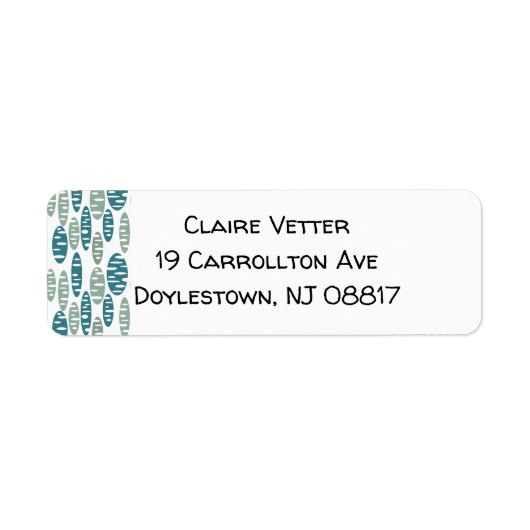 Retro Blue Holey Ovalen Etiket (Voorkant)