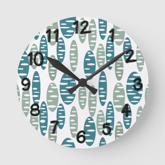 Retro Blue Holey Ovalen Ronde Klok (Voorkant)