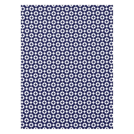 Retro Blue Interlocking Circles Geometrische overb Tafelkleed (Voorkant)