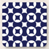 Retro Blue Interlocking Circles Verzenden geometri Bier Onderzetter (Voorkant)