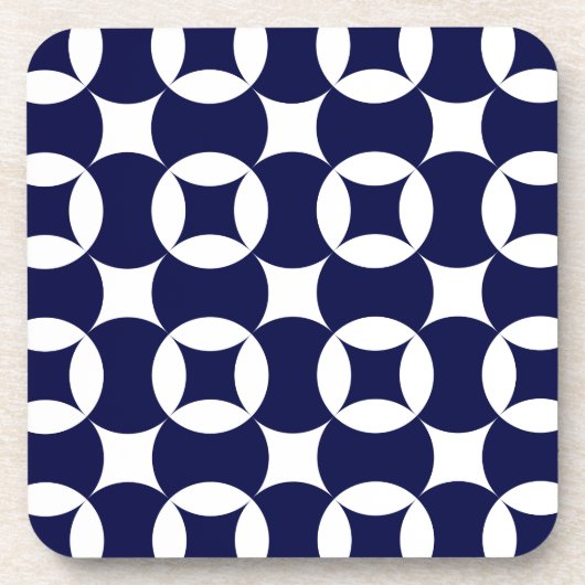 Retro Blue Interlocking Circles Verzenden geometri Bier Onderzetter (Voorkant)