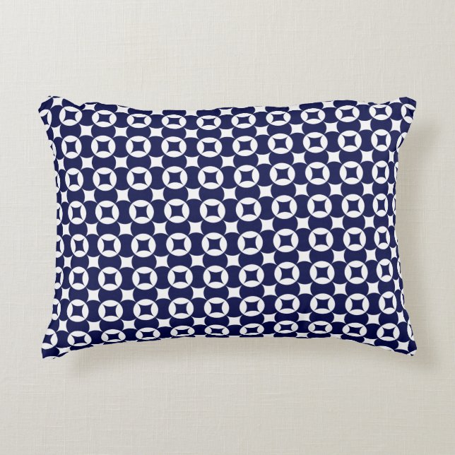 Retro Blue Interlocking cirkels geometrisch patroo Accent Kussen (Voorkant)