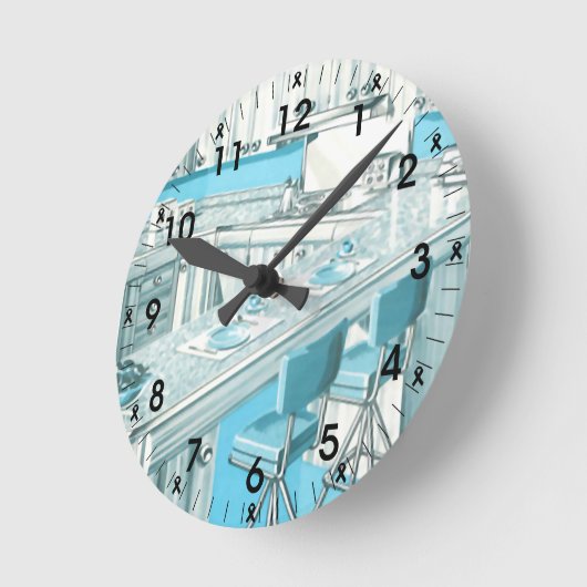 Retro Blue Kitchen Ronde Klok (Hoek)