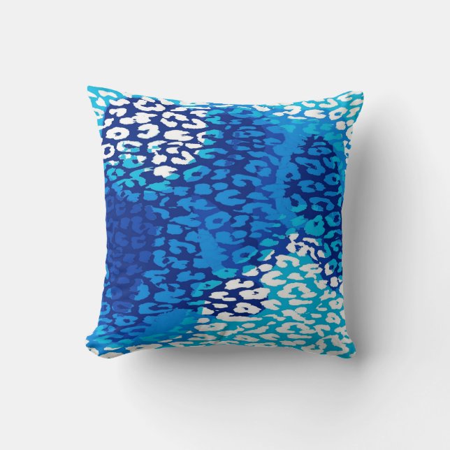 Retro Blue Leopard Print en modern design Kussen (Voorkant)