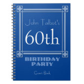 Retro Blue Lijst 60th Birthday Guest Book Notitieboek (Voorkant)