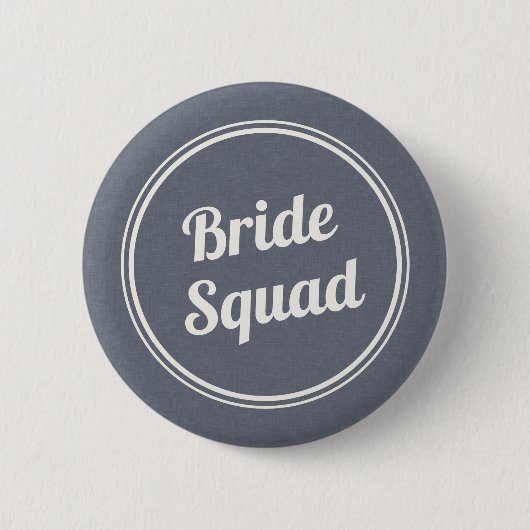 Retro Blue Linen Bride's Squad Bridesmaid Button (Voorkant)