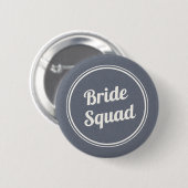 Retro Blue Linen Bride's Squad Bridesmaid Button (Voorkant /achterkant)