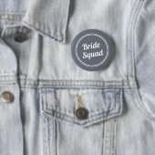Retro Blue Linen Bride's Squad Bridesmaid Button (In situ)