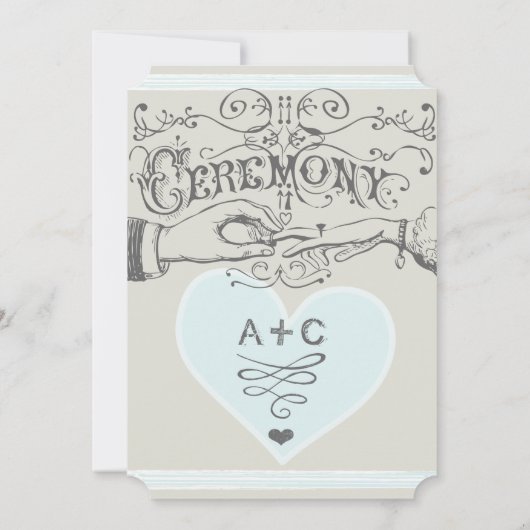 Retro Blue Mint Mr en Mrs Typography Wedding Kaart (Achterkant)