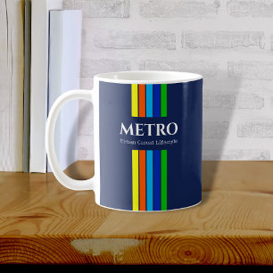 Retro Blue Modern Stripes Business Logo Koffiemok