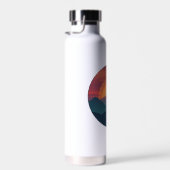 Retro Blue Mountain Sunset | Nature Watercolor Art Waterfles (Rechts)