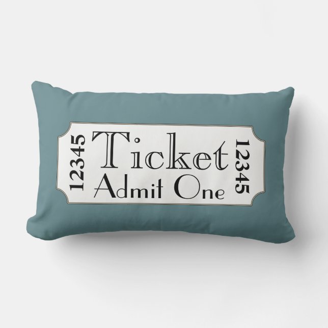 Retro Blue Movie Ticket Cinema Pillow Kussen (Voorkant)