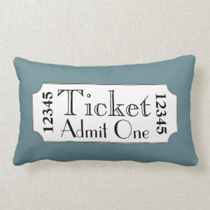 Retro Blue Movie Ticket Cinema Pillow Kussen