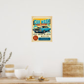 Retro Blue Muscle Car Wash Fundraiser Poster (Keuken)