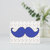 Retro Blue Mustache Mustache Briefkaart (Staand voorkant)