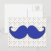 Retro Blue Mustache Mustache Briefkaart (Voorkant / Achterkant)