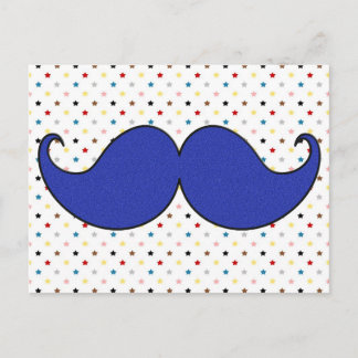 Retro Blue Mustache Mustache Briefkaart
