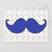 Retro Blue Mustache Mustache Briefkaart (Voorkant)