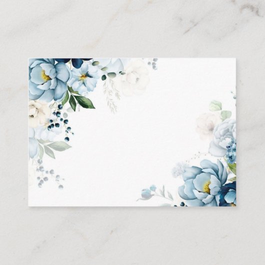 Retro Blue Navy Cream Floral QR Code Huwelijk RSVP Informatiekaartje (Achterkant)