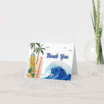 Retro Blue Ocean Wave Surfboard Baby shower