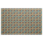 Retro Blue, Oranje en bruin Stof (Fat Quarter)