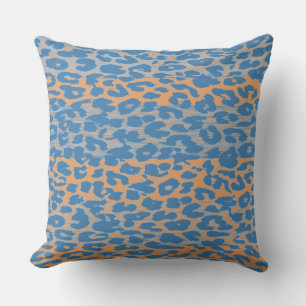 Retro Blue Oranje leopard Print Skin Kussen