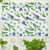 Retro Blue Paars Green Waterverf Floral Theedoek (Gevouwen)
