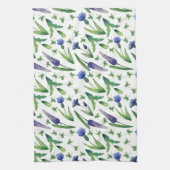 Retro Blue Paars Green Waterverf Floral Theedoek (Verticaal)