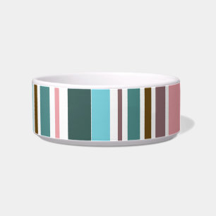 Retro Blue Paars roze strepen Patroonplaat Bowl Voerbakje