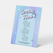 Retro Blue Paarse make-up Salon Spa Prijzen Menu Reclamebord Met Voetstuk (Voorkant)