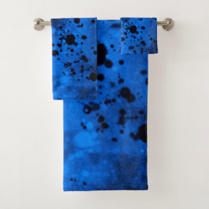 Retro Blue Paint Splatter Bad Handdoek