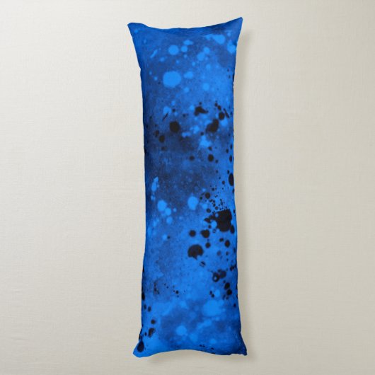 Retro Blue Paint Splatter Body kussen (Achterkant (Verticaal))