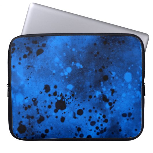 Retro Blue Paint Splatter Laptop Sleeve (Voorkant)