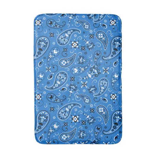 Retro Blue Paisley Bandana Pattern Badmat (Voorkant Verticaal)